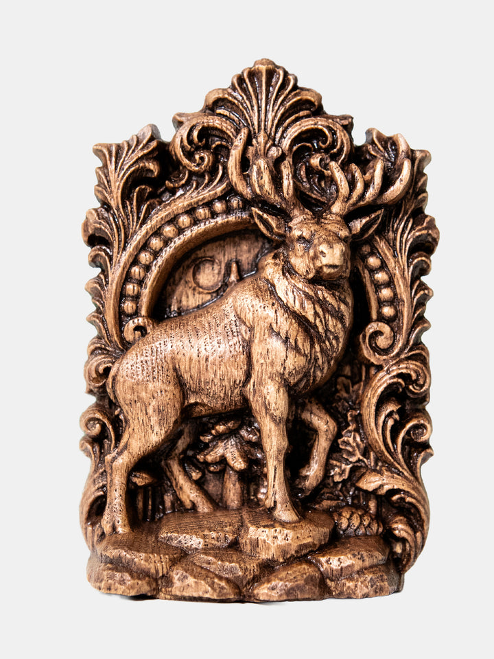 Elk Statue – Wooden Elk Forest Totem & Nature Spirit Figurine