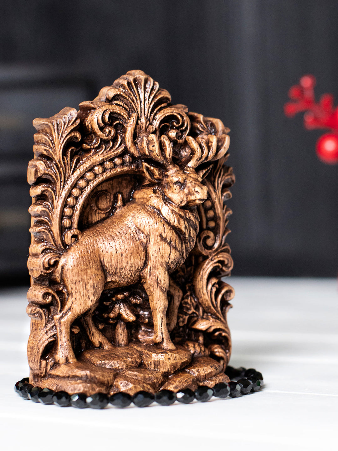 Elk Statue – Wooden Elk Forest Totem & Nature Spirit Figurine