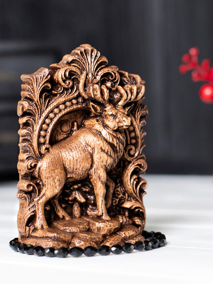 Elk Statue – Wooden Elk Forest Totem & Nature Spirit Figurine