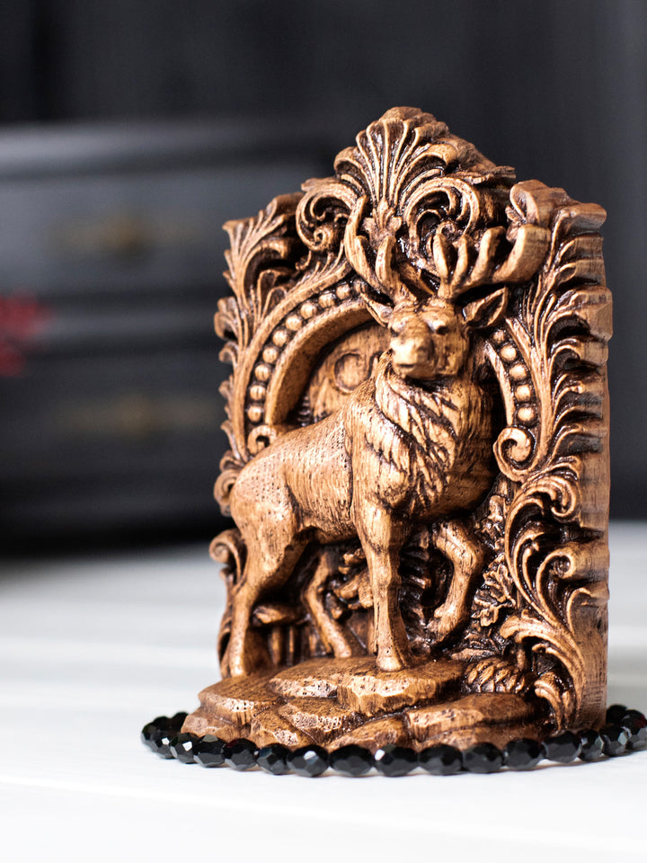 Elk Statue – Wooden Elk Forest Totem & Nature Spirit Figurine