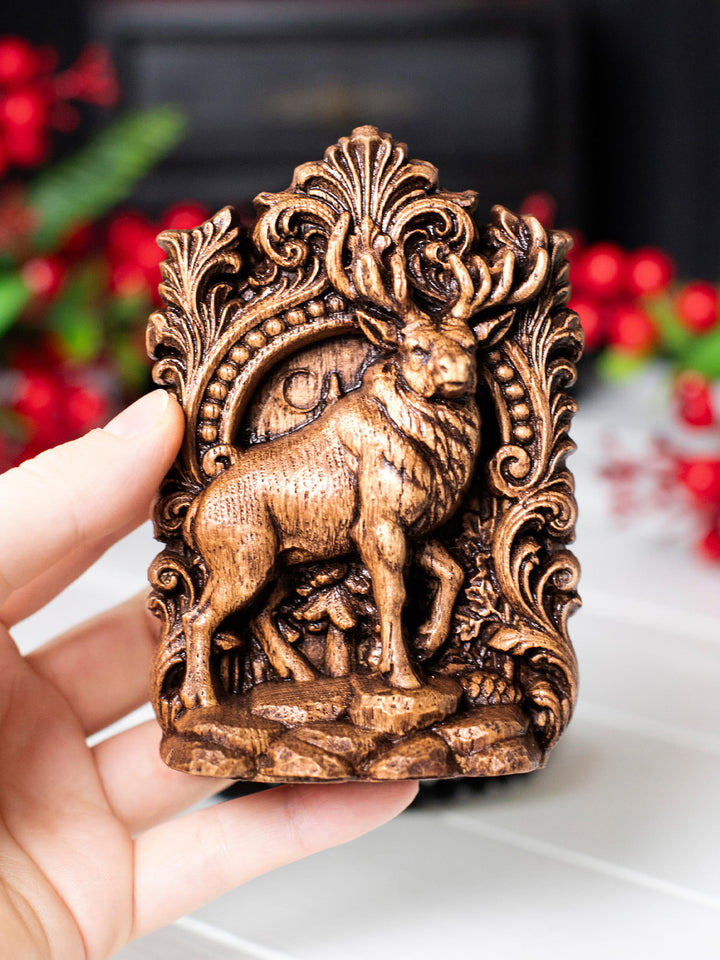 Elk Statue – Wooden Elk Forest Totem & Nature Spirit Figurine