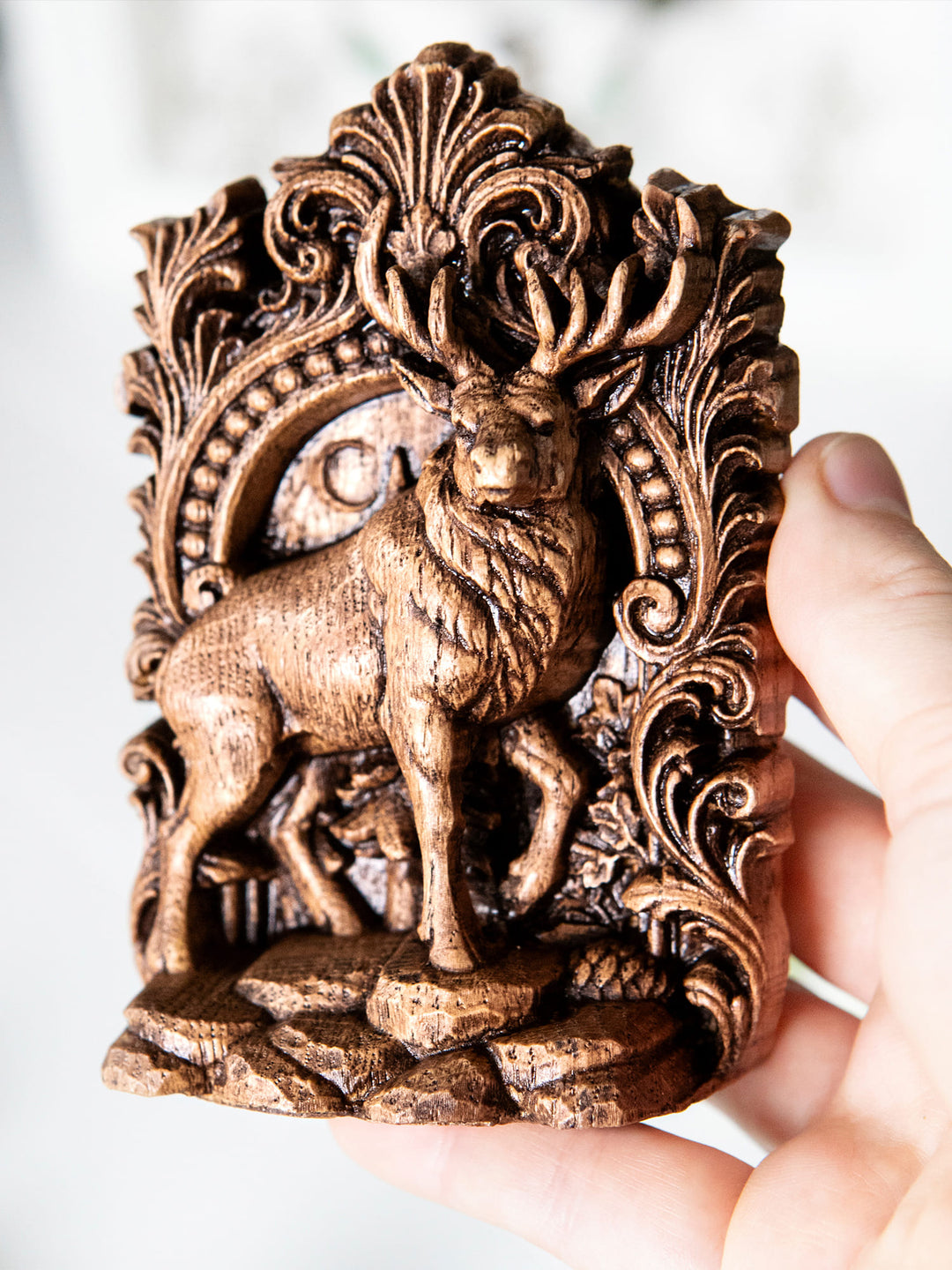 Elk Statue – Wooden Elk Forest Totem & Nature Spirit Figurine