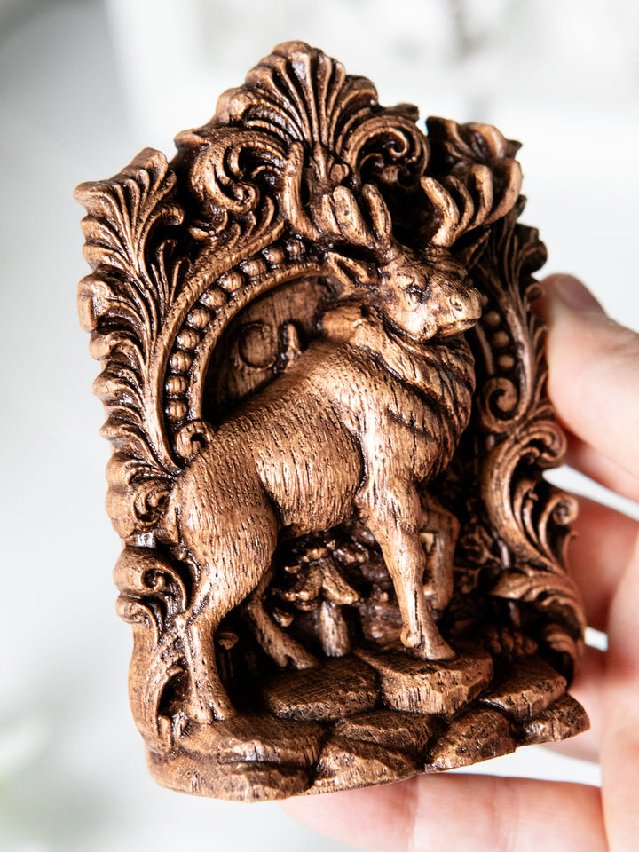 Elk Statue – Wooden Elk Forest Totem & Nature Spirit Figurine