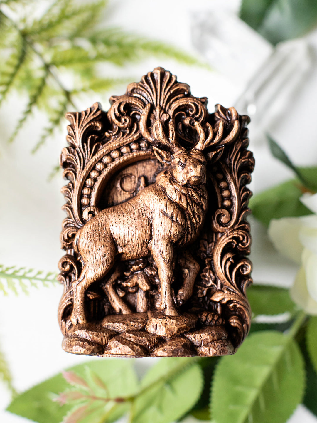 Elk Statue – Wooden Elk Forest Totem & Nature Spirit Figurine