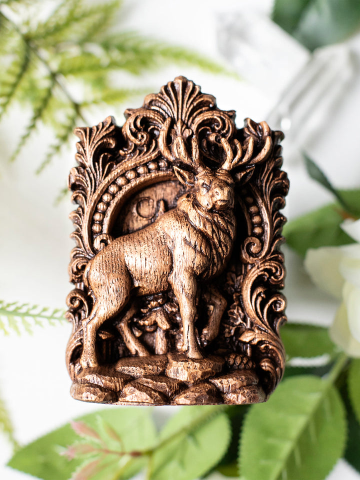Elk Statue – Wooden Elk Forest Totem & Nature Spirit Figurine