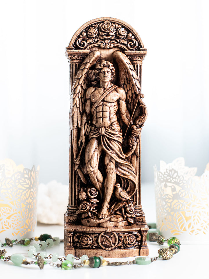 Eros Cupid Wooden Statue