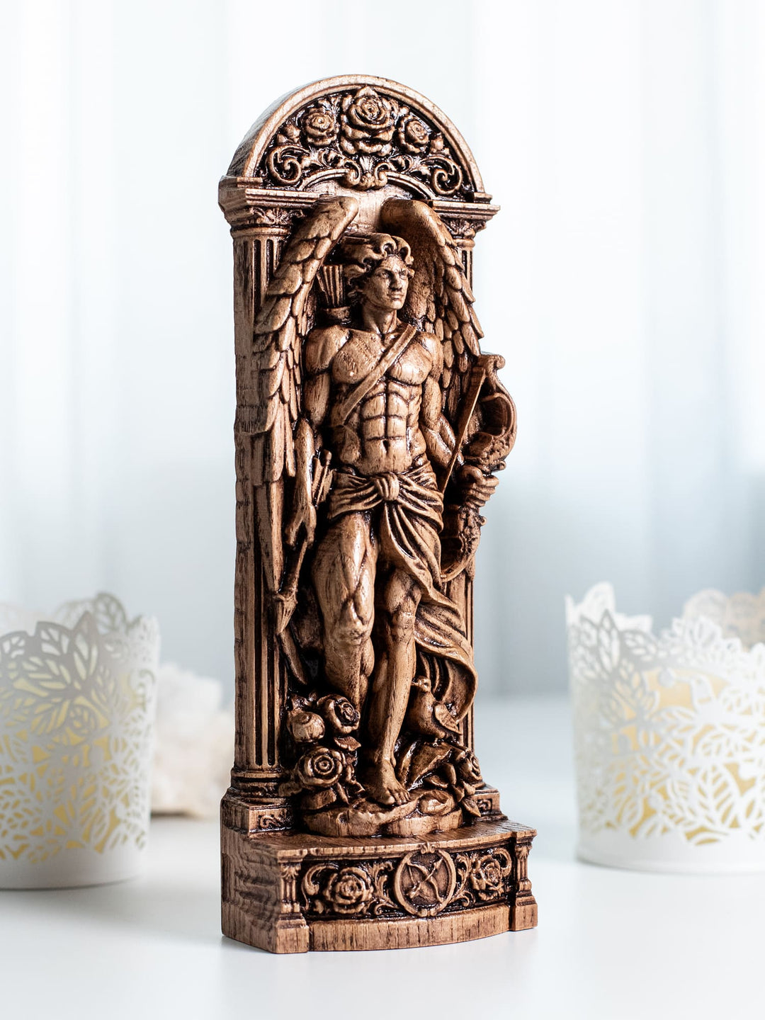 Eros Cupid Wooden Statue