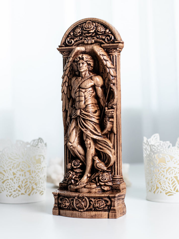 Eros Cupid Wooden Statue