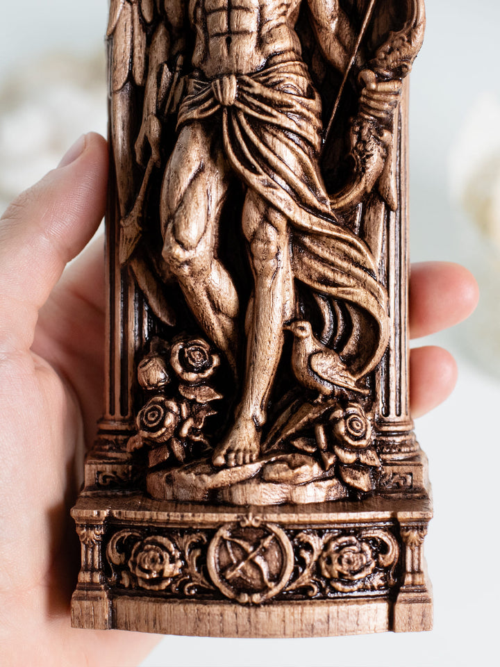 Eros Cupid Wooden Statue