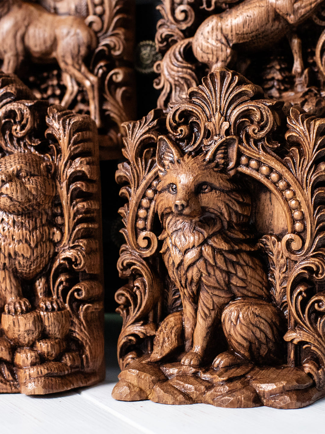Fox Totem Wooden Statue