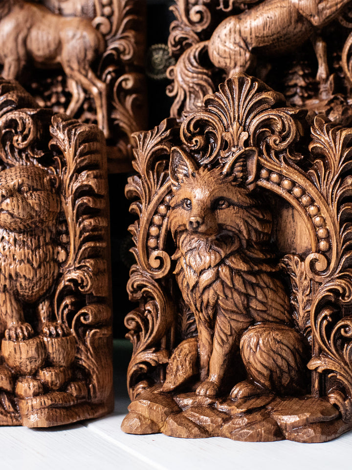 Fox Totem Wooden Statue