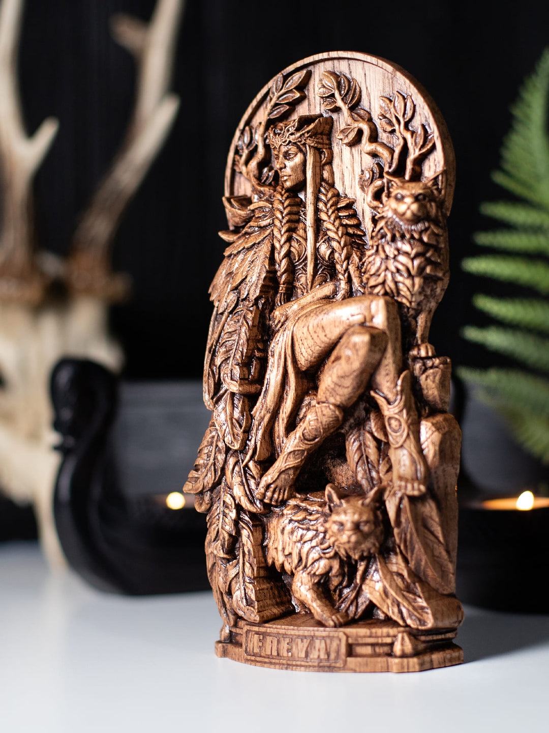 Freya Statue – Norse Goddess Wood Carving