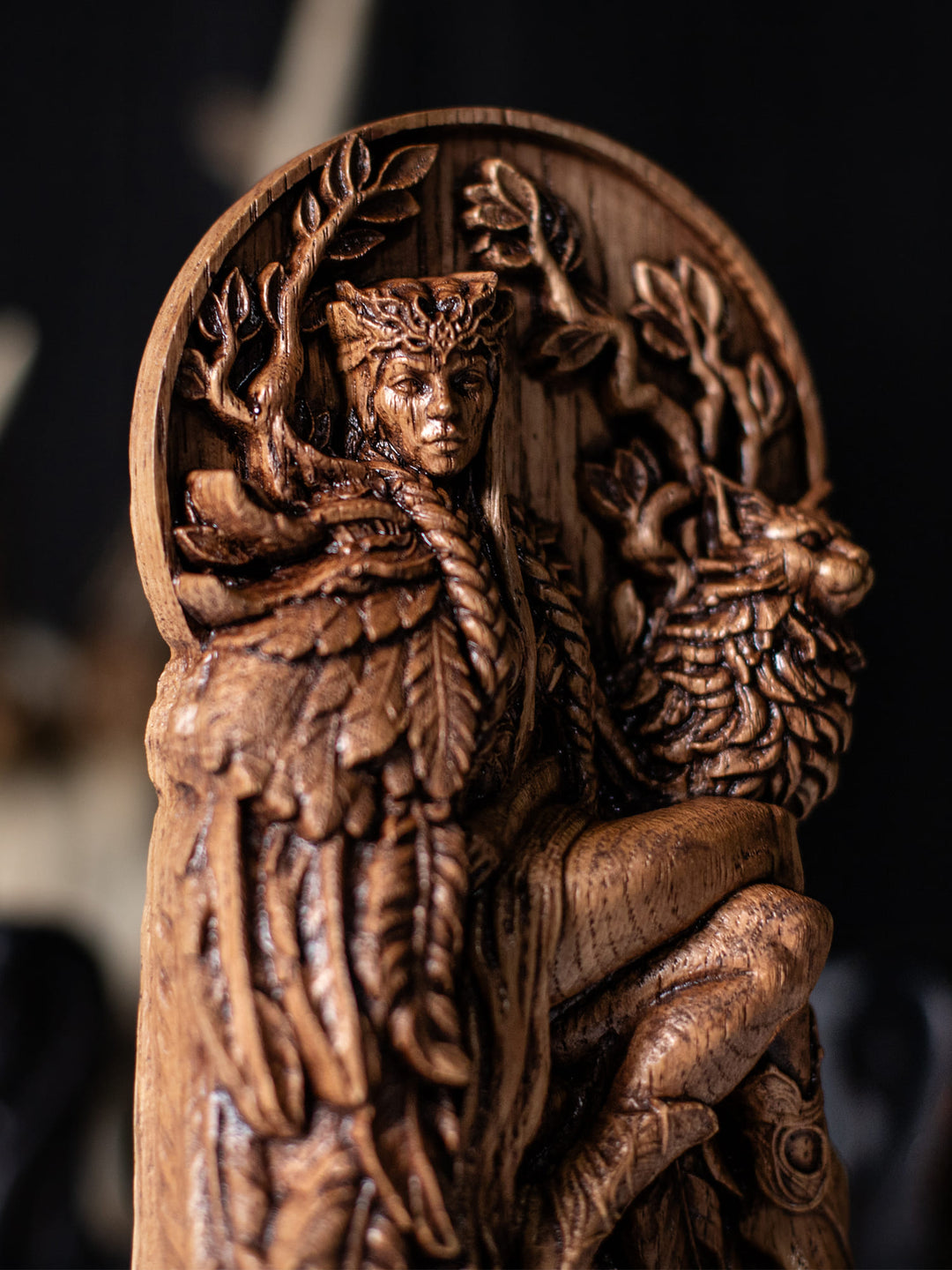 Freya Statue – Norse Goddess Wood Carving