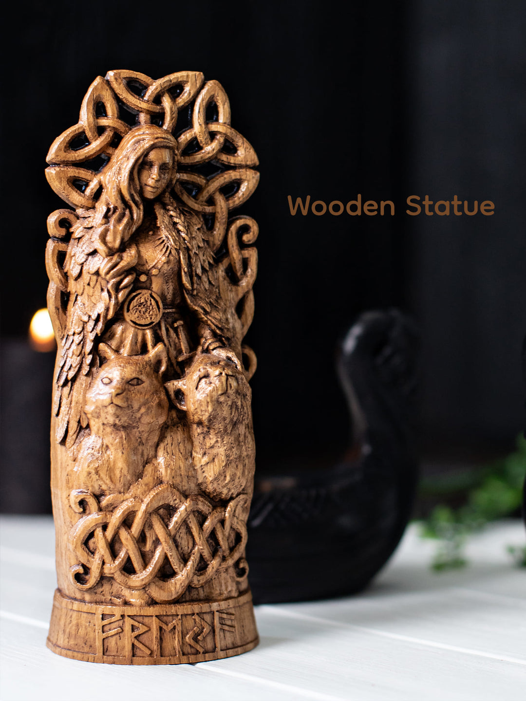Freya, Norse Goddess | Wooden statue for Pagan Altar kit