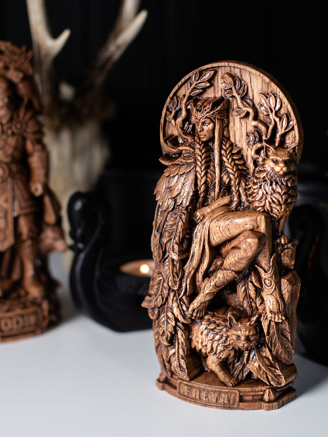 Freya Statue – Norse Goddess Wood Carving