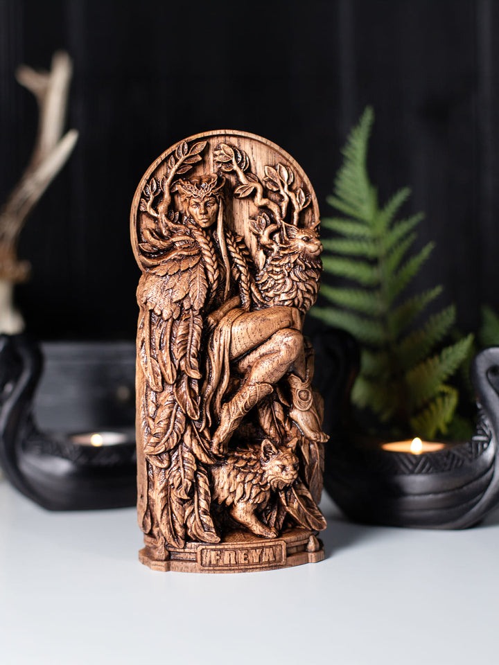 Freya Statue – Norse Goddess Wood Carving