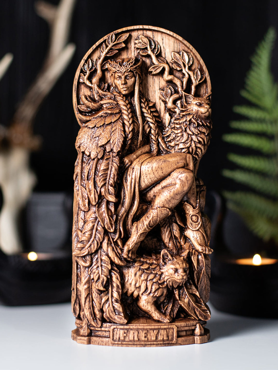 Freya Statue – Norse Goddess Wood Carving