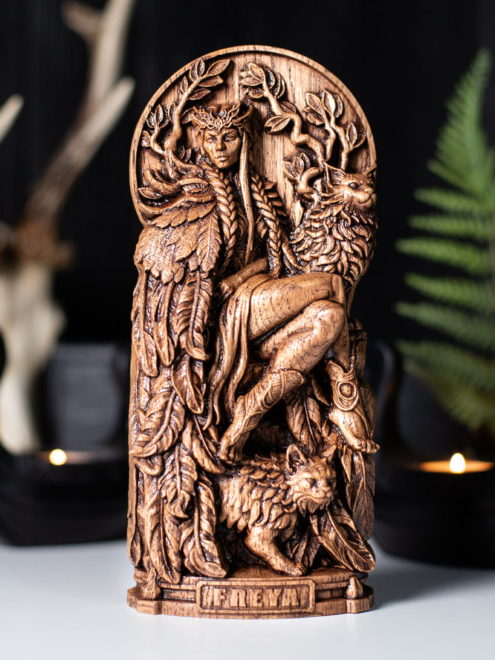 Freya Statue – Norse Goddess Wood Carving