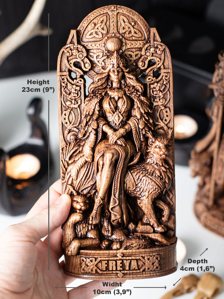 Freya Goddess Wooden Statue