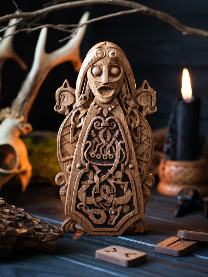 Freya Wooden Statue: Norse Goddess of Love