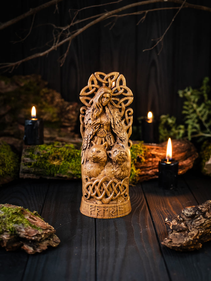 Freya, Norse Goddess | Wooden statue for Pagan Altar kit