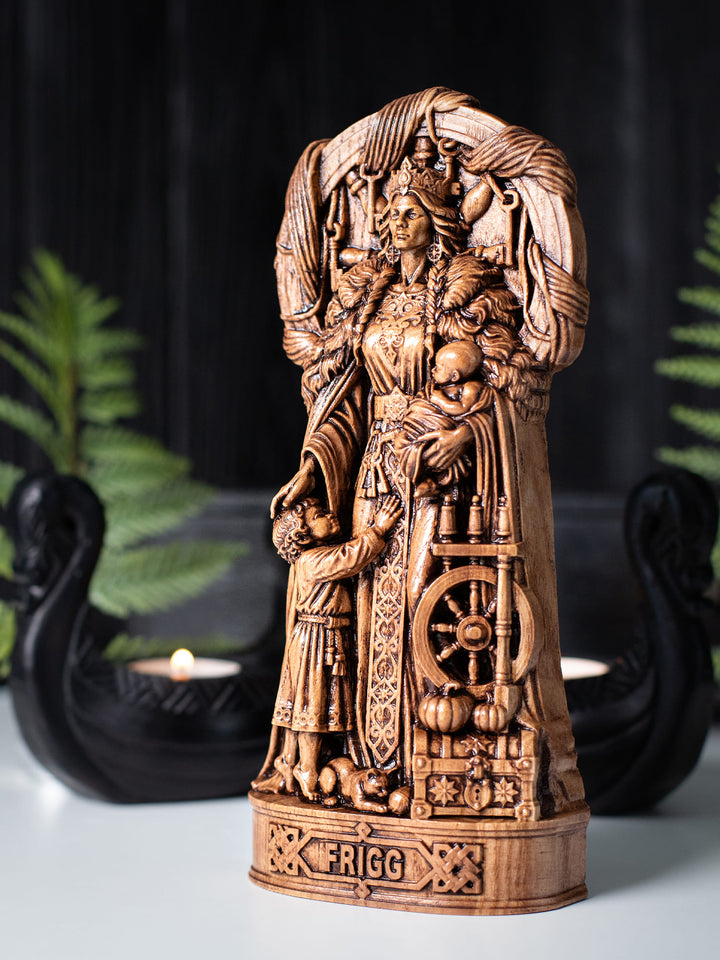 Frigg Goddess Wooden Statue