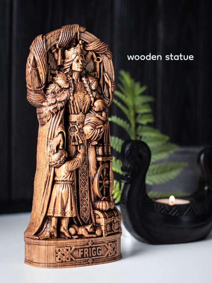 Frigg Goddess Wooden Statue