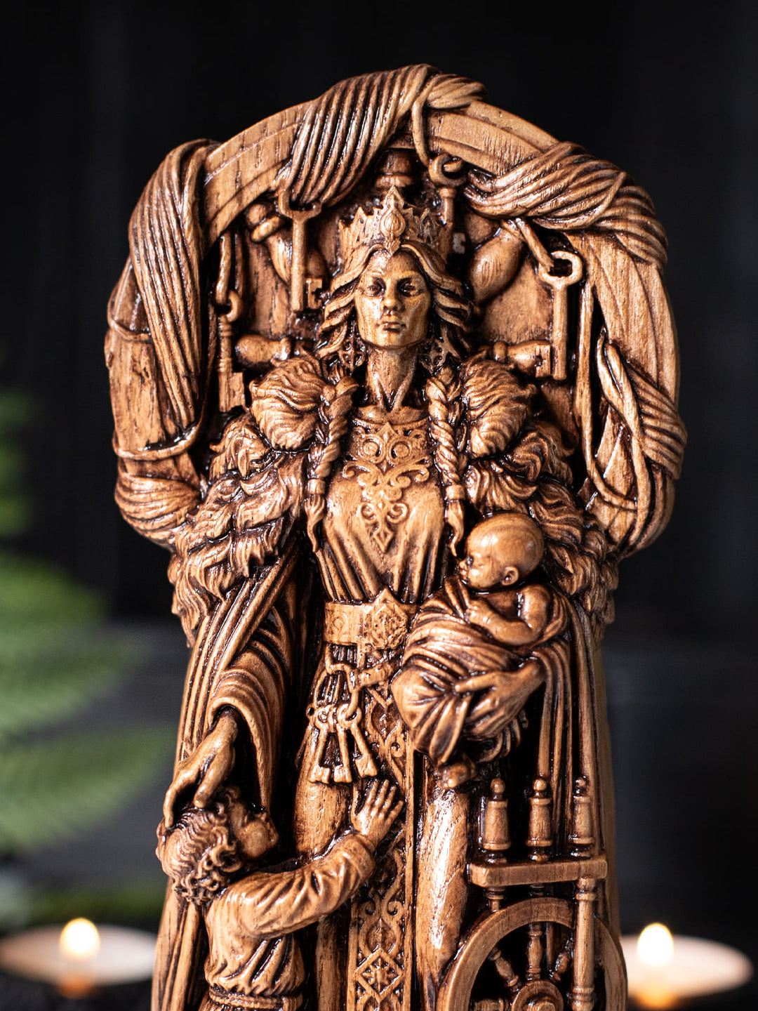 Frigg Goddess Wooden Statue