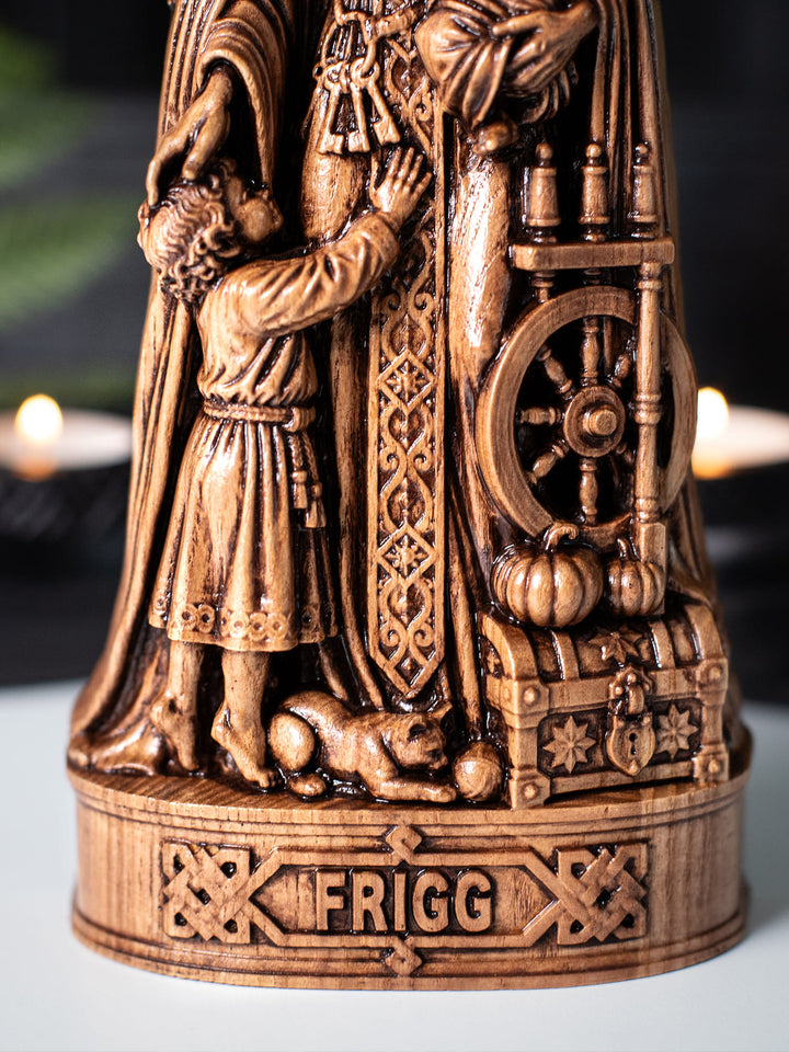 Frigg Goddess Wooden Statue
