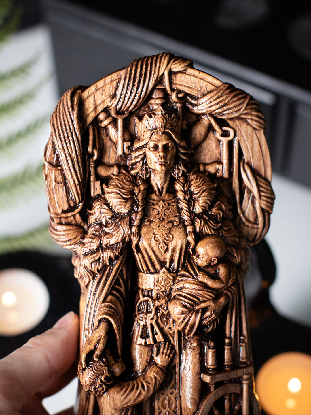 Frigg Goddess Wooden Statue