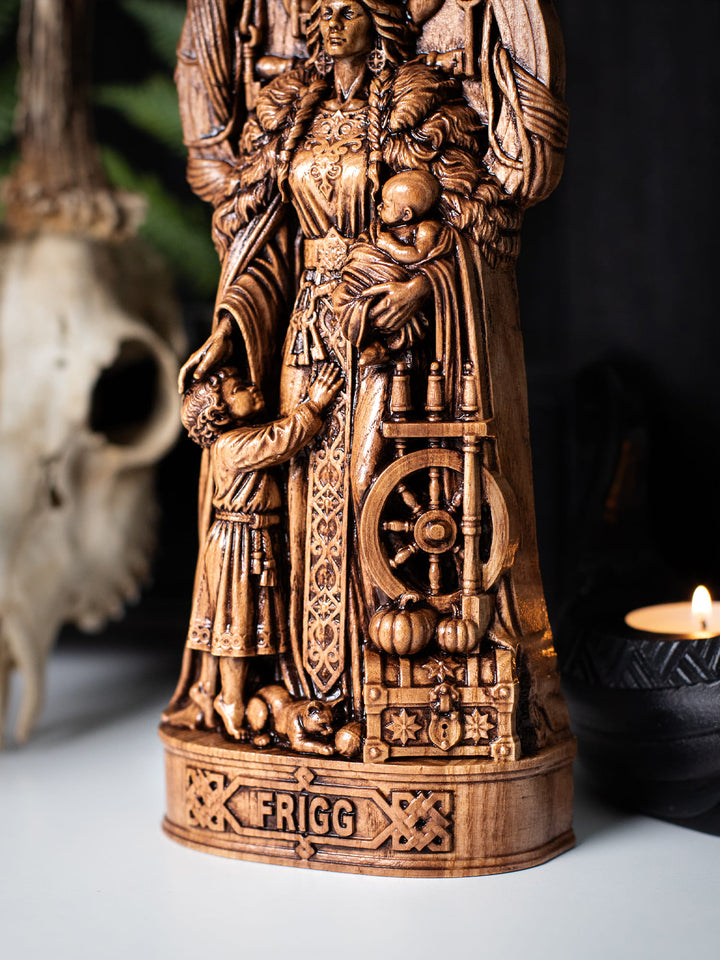 Frigg Goddess Wooden Statue