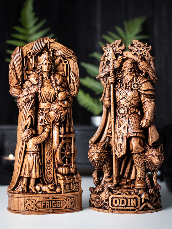Frigg Goddess Wooden Statue