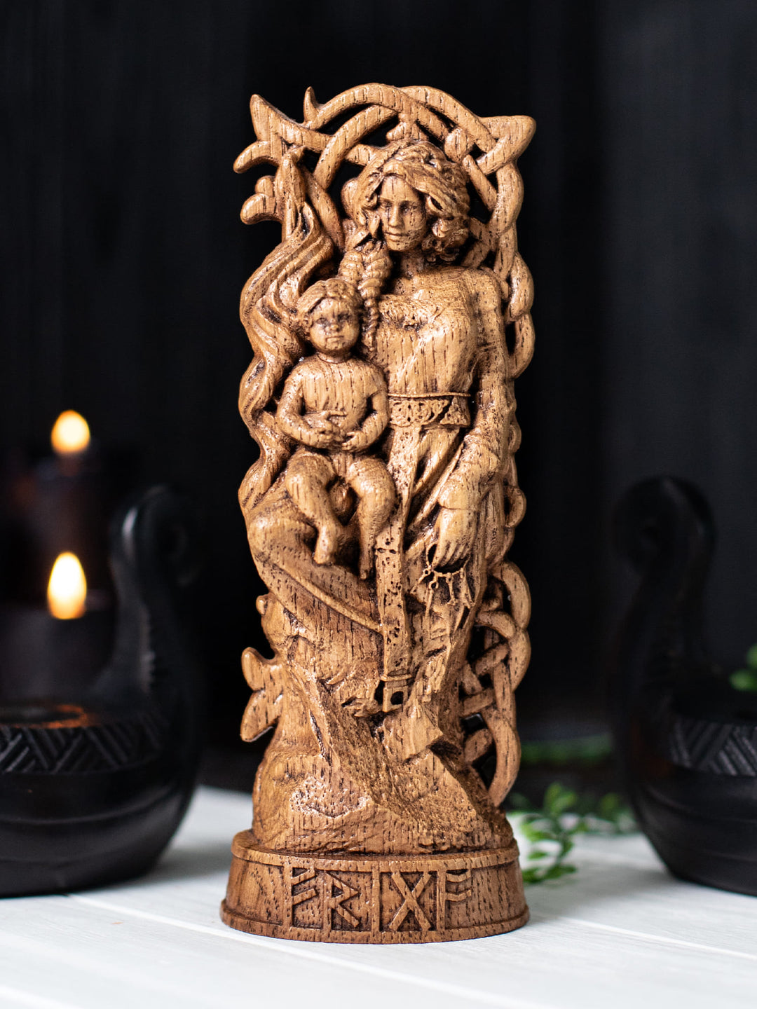 Frigga, Norse Goddess, Wooden statue, for Pagan Altar kit