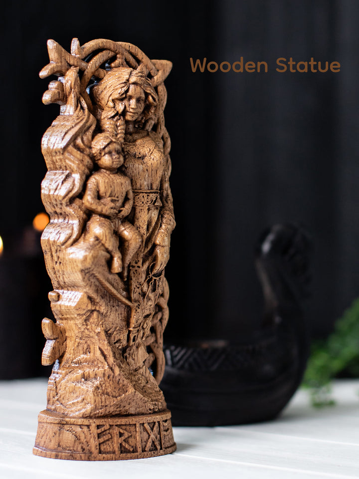 Frigga, Norse Goddess, Wooden statue, for Pagan Altar kit