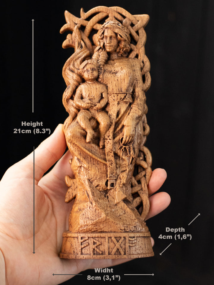 Frigga, Norse Goddess, Wooden statue, for Pagan Altar kit