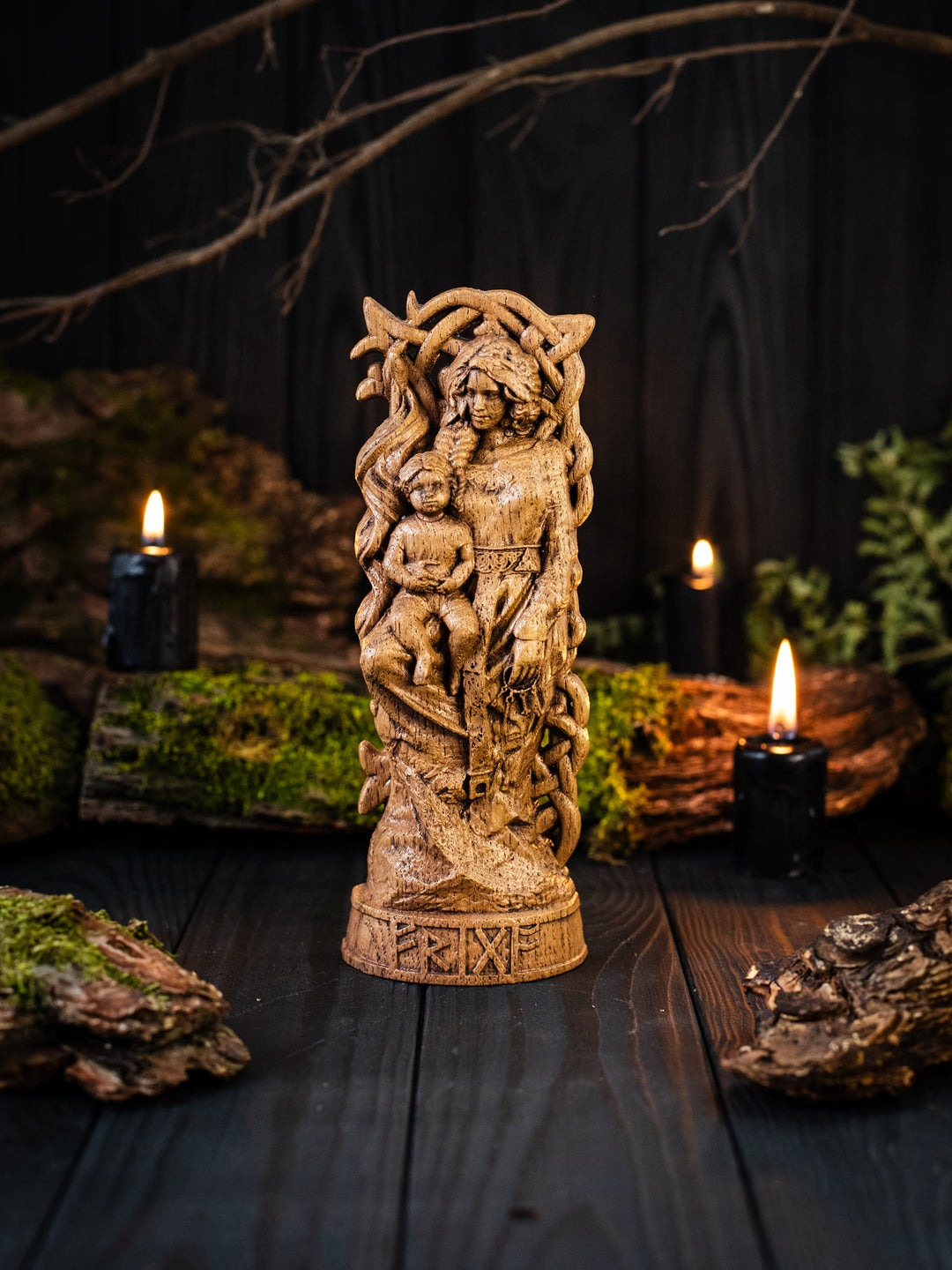 Frigga, Norse Goddess, Wooden statue, for Pagan Altar kit