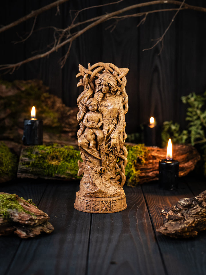 Frigga, Norse Goddess, Wooden statue, for Pagan Altar kit