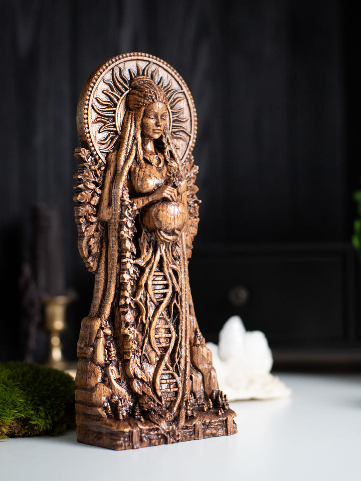 Gaia Wooden Figurine: Earth Goddess Connection