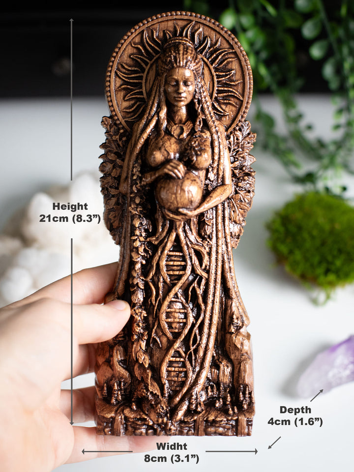 Gaia Wooden Figurine: Earth Goddess Connection