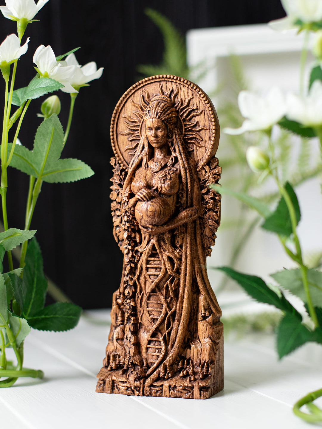 Gaia Wooden Figurine: Earth Goddess Connection