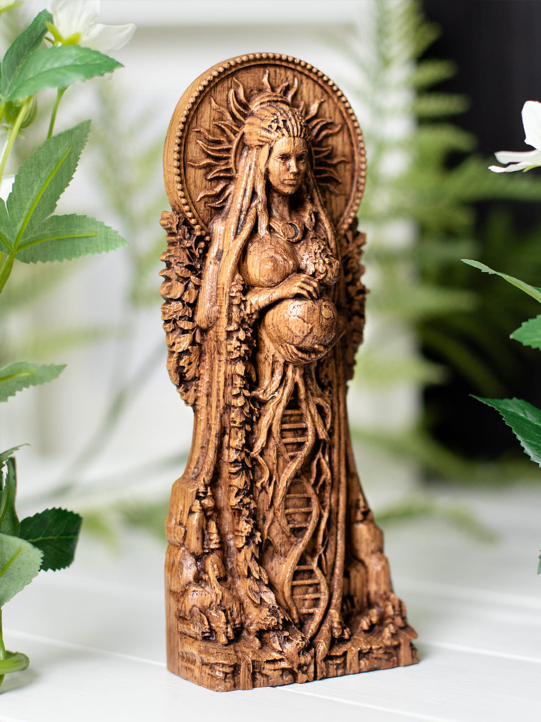 Gaia Wooden Figurine: Earth Goddess Connection