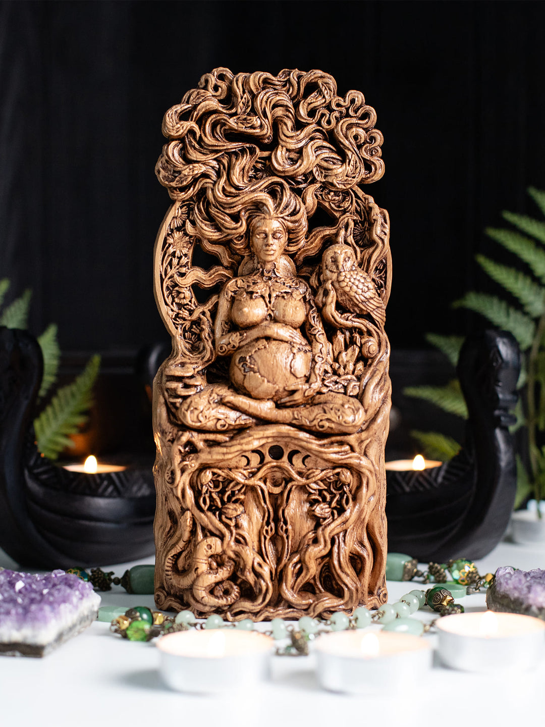 Gaia Statue - Greek Earth Goddess in Lotus Position
