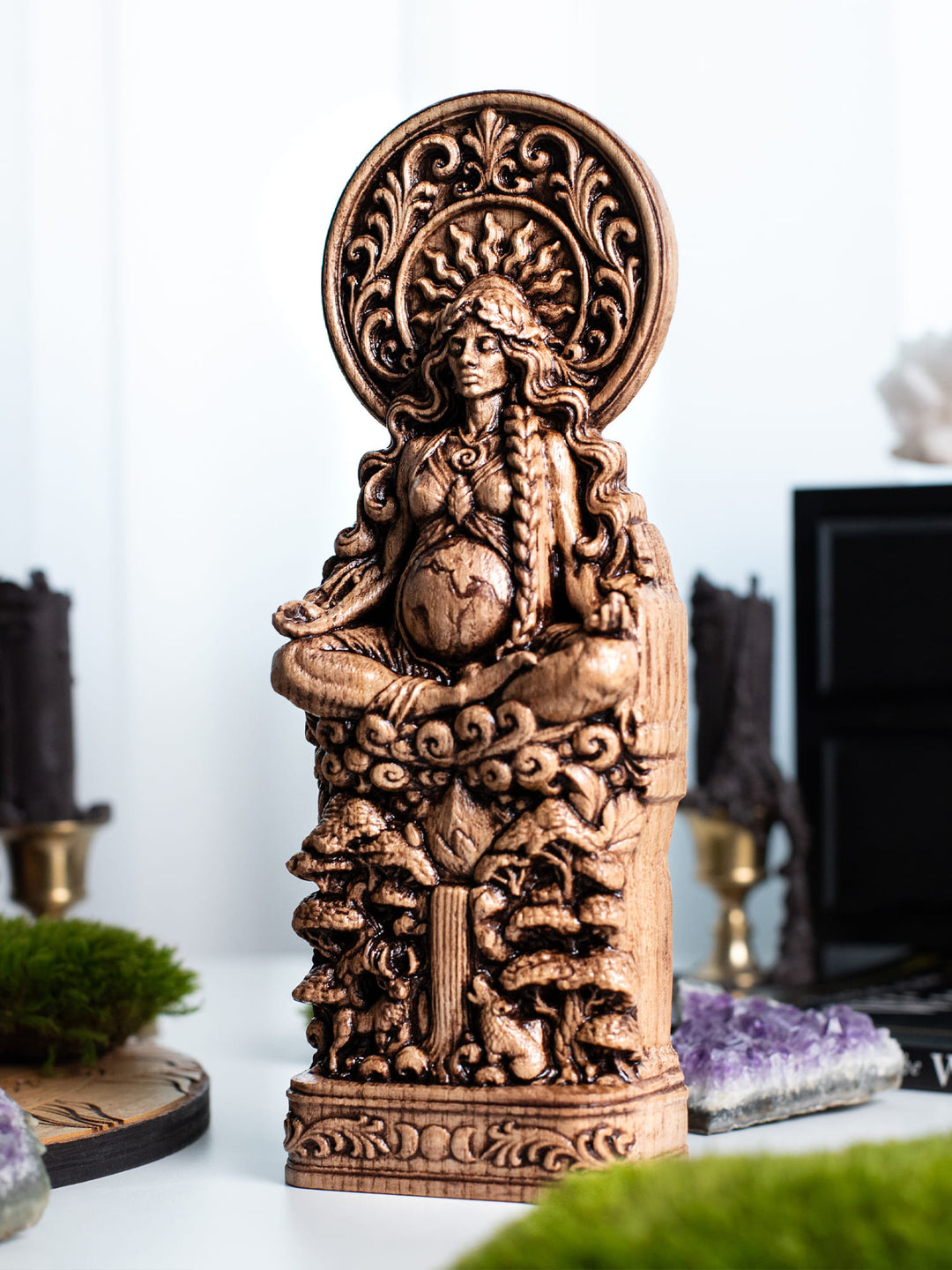 Gaia Mother Earth Wooden Statue