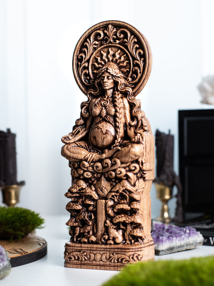 Gaia Mother Earth Wooden Statue