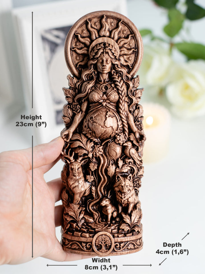 Gaia Statue Mother Earth Goddess – Divine Feminine Wood Decor