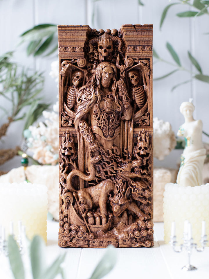 God Hades Wooden Statue: Underworld Deity