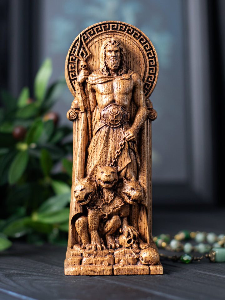 Hades Statuette - Greek God of Underworld with Bident and Cerberus