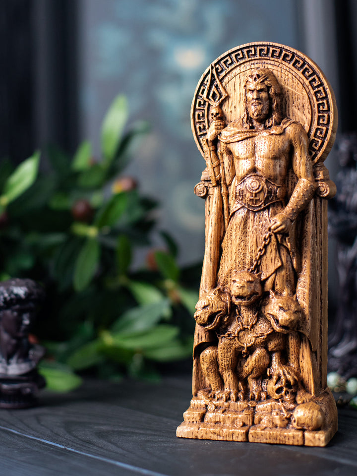 Hades Statuette - Greek God of Underworld with Bident and Cerberus