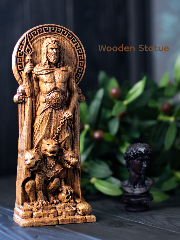 Hades Statuette - Greek God of Underworld with Bident and Cerberus