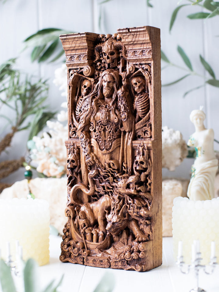 God Hades Wooden Statue: Underworld Deity